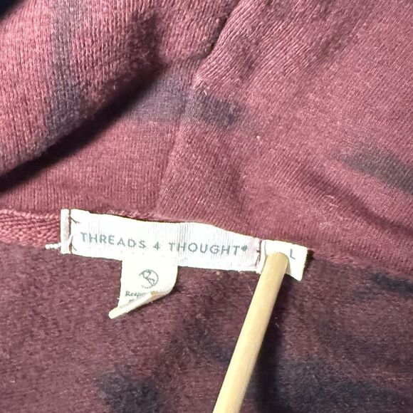 Threads 4 Thought Mens Burgundy Multi Dark Cloud Wash Hoodie Size L - Picture 9 of 12